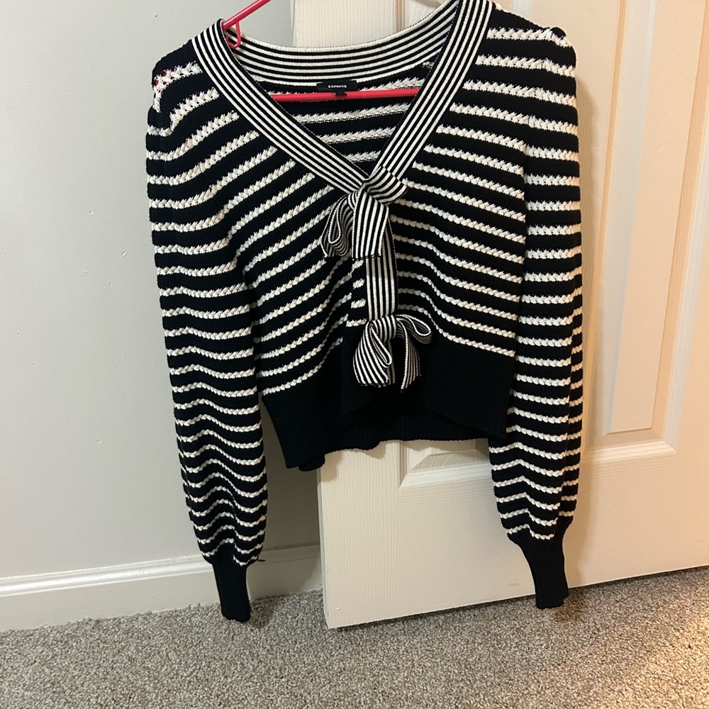 Express Striped Black and White Sweater